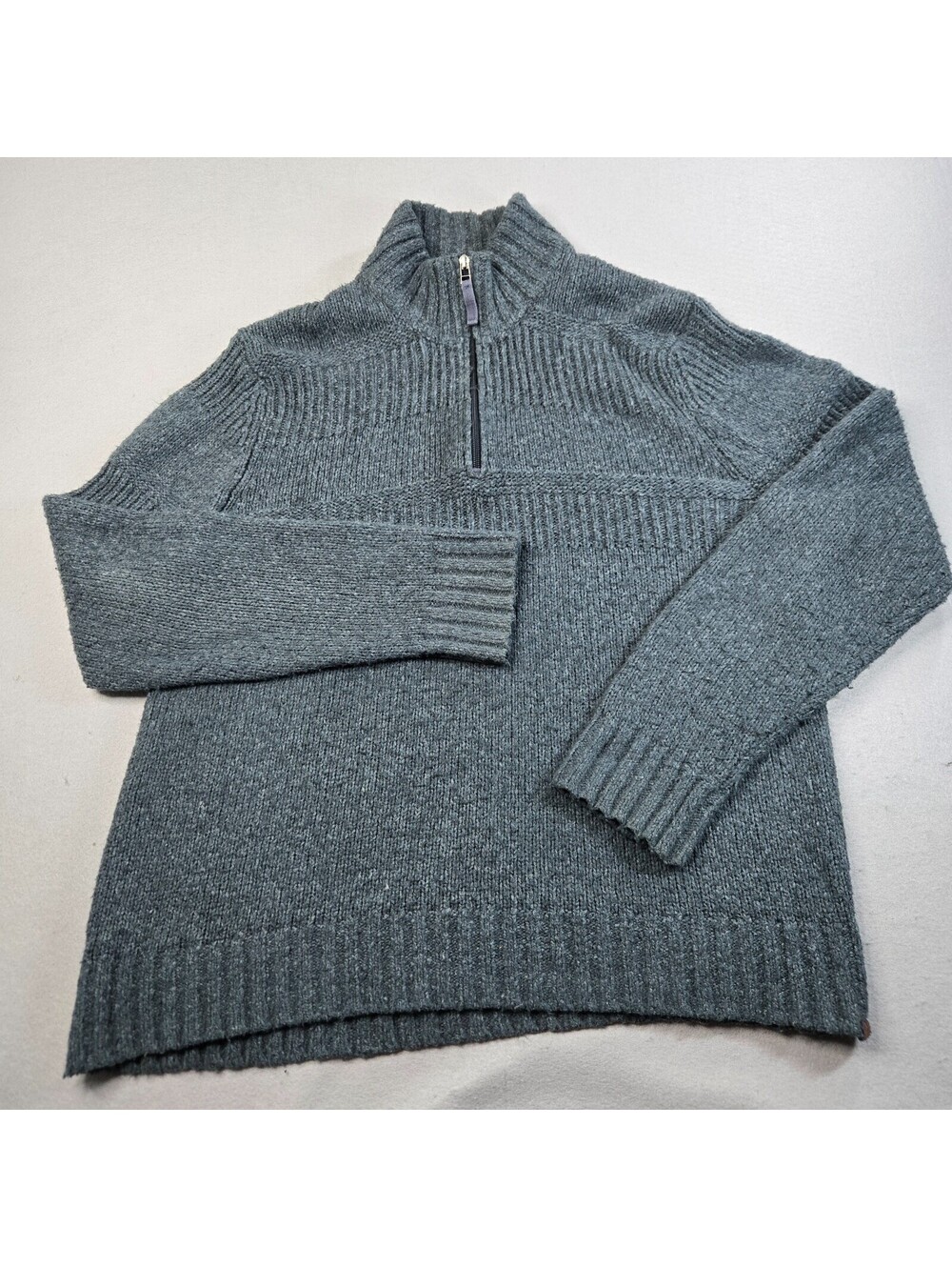 Royal Robbins Sweater Mens XL Gray Wool Blend 1/4 Zip Ribbed Knit Pullover Outer